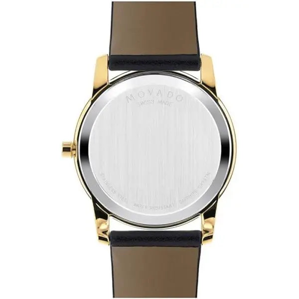 Movado Men’s Swiss Made Quartz Black Leather Strap Black Dial 40mm Watch 606876