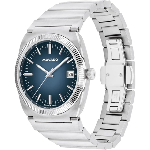 Movado Unisex Quartz Swiss Made Silver Stainless Steel Blue Dial 36mm Watch 3650215
