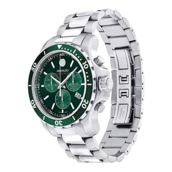 Movado Men’s Swiss Made Quartz Silver Stainless Steel Green Dial 42mm Watch 2600179
