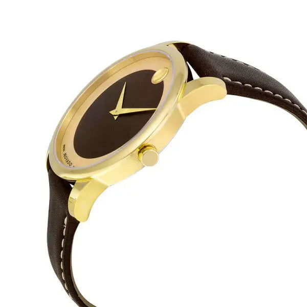 Movado Men’s Swiss Made Quartz Brown Leather Strap Brown Dial 40mm Watch 606880