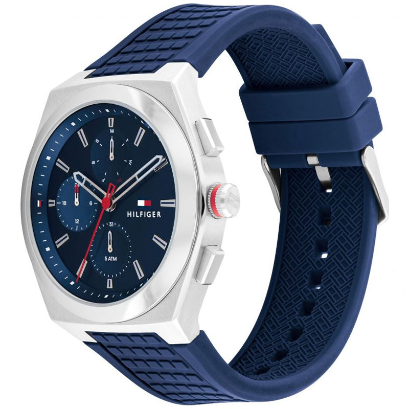 Tommy Hilfiger Men’s Quartz Blue Silicone Strap Blue Dial 44mm Watch 1791899