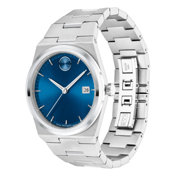 Movado Men’s Quartz Swiss Made Silver Stainless Steel Blue Dial 40mm Watch 3601221