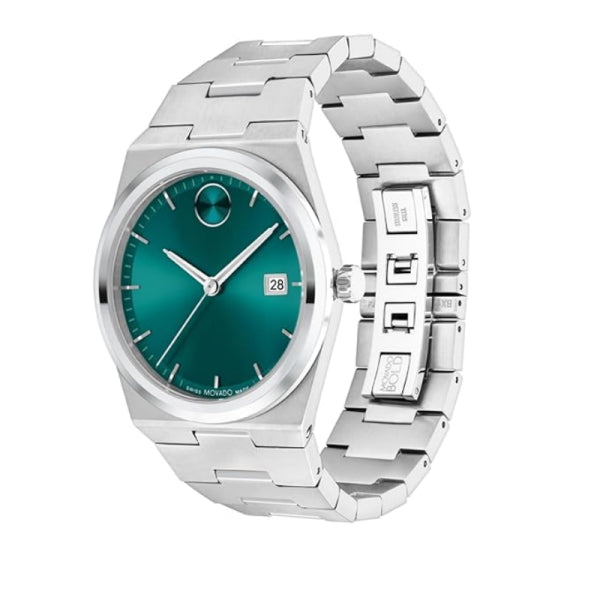 Movado Men’s Quartz Swiss Made Silver Stainless Steel Sea Green Dial 40mm Watch 3601222
