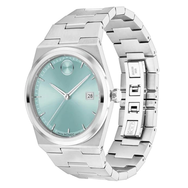 Movado Men’s Quartz Swiss Made Silver Stainless Steel Ice Blue Dial 40mm Watch 3601243