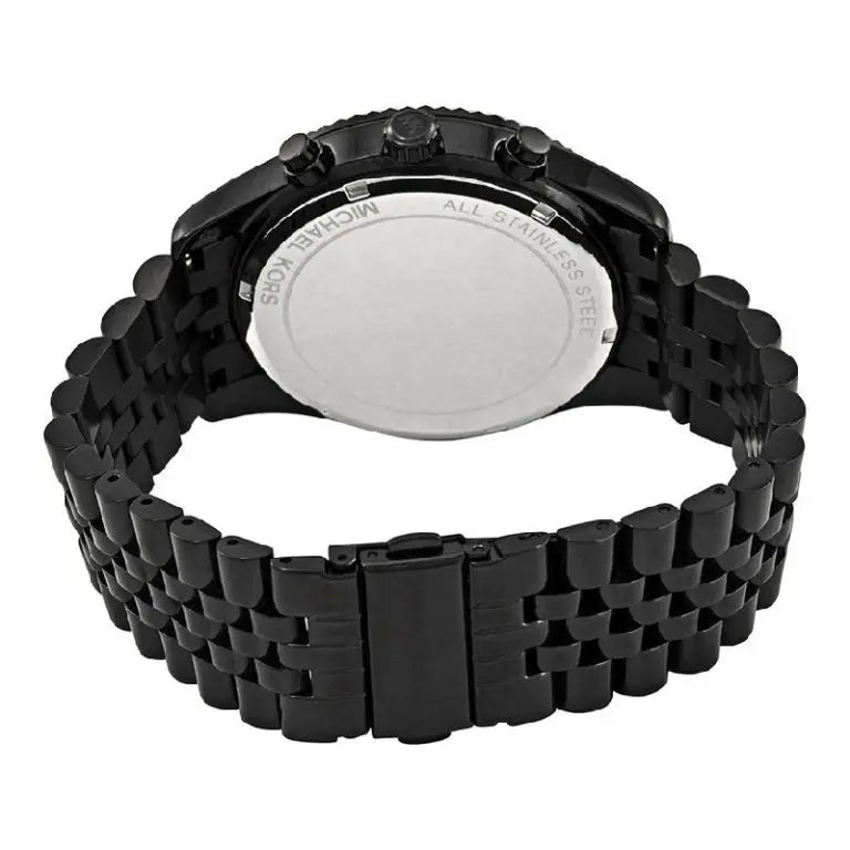 Michael Kors Men’s Quartz Lexington Chronograph Black Stainless Steel Silver Dial 45mm Watch MK8605