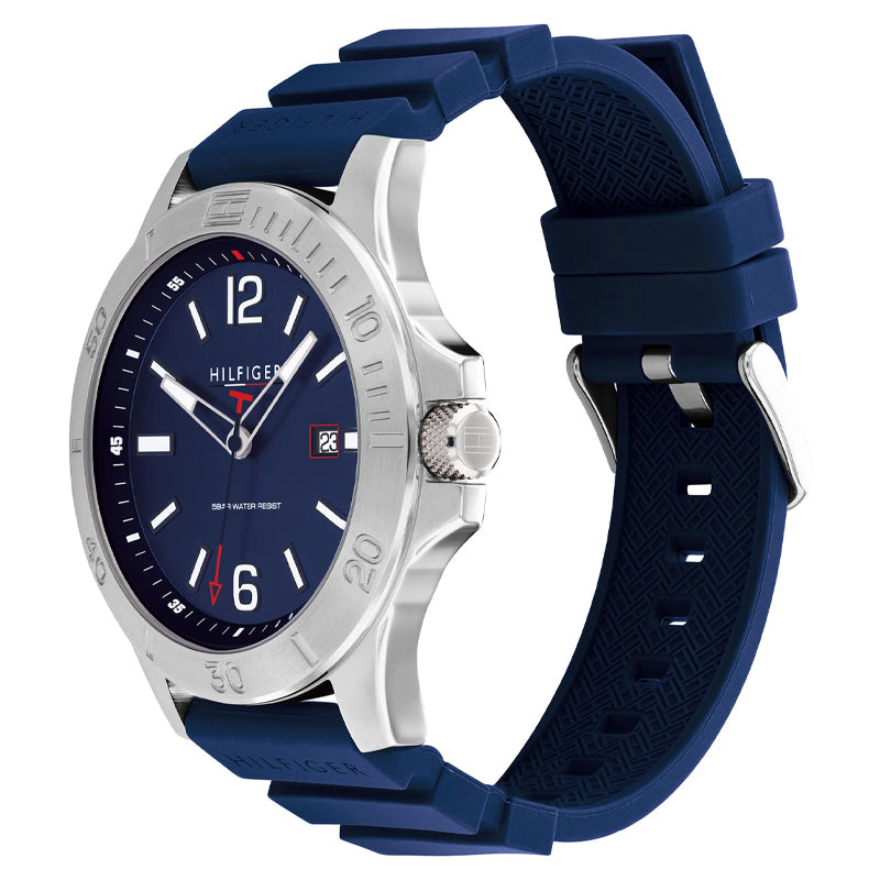 Tommy Hilfiger Men’s Quartz Blue Silicone Strap Blue Dial 46mm Watch 1791991
