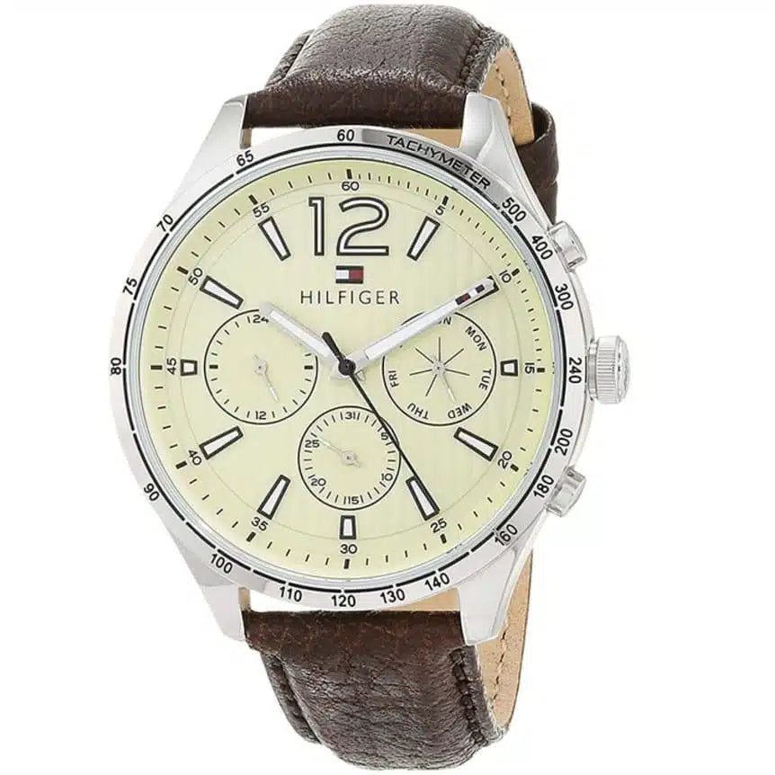 Tommy Hilfiger Men’s Quartz Leather Strap White Dial 44mm Watch 1791467
