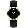 Movado Men’s Quartz Swiss Made Leather Strap Black Dial 38mm Watch 2100005