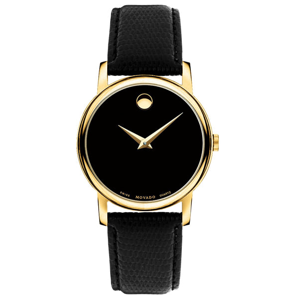 Movado Men’s Quartz Swiss Made Leather Strap Black Dial 38mm Watch 2100005