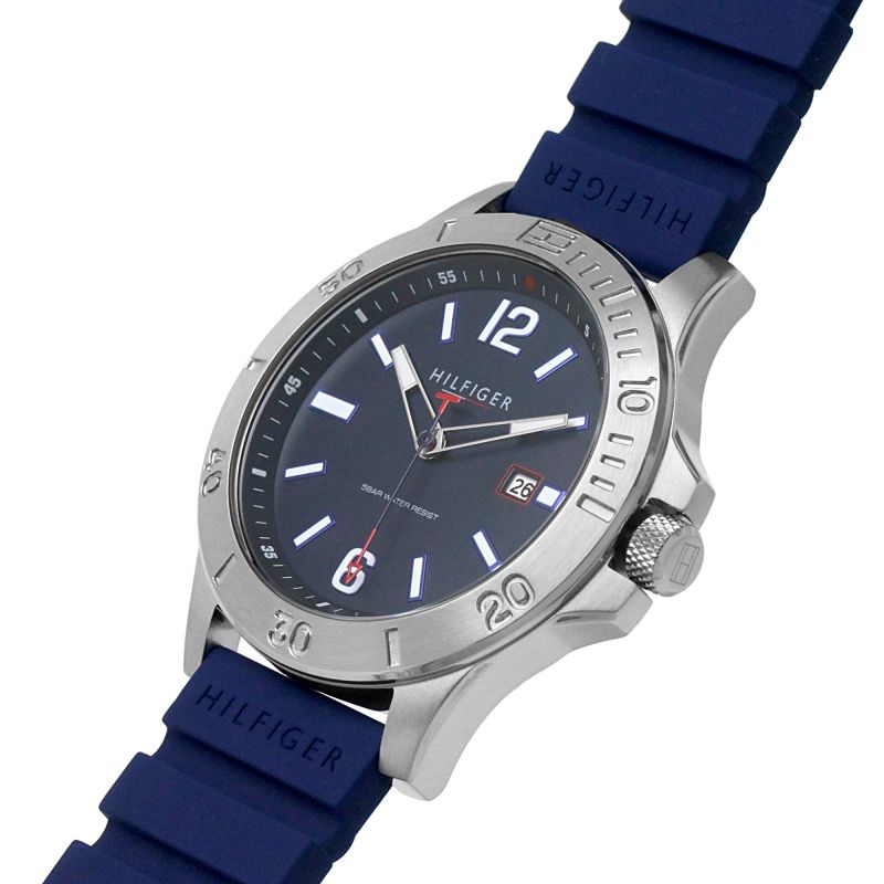 Tommy Hilfiger Men’s Quartz Blue Silicone Strap Blue Dial 46mm Watch 1791991
