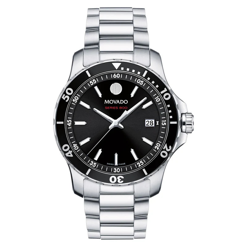 Movado Men’s Quartz Swiss Made Stainless Steel Black Dial 40mm Watch 2600135