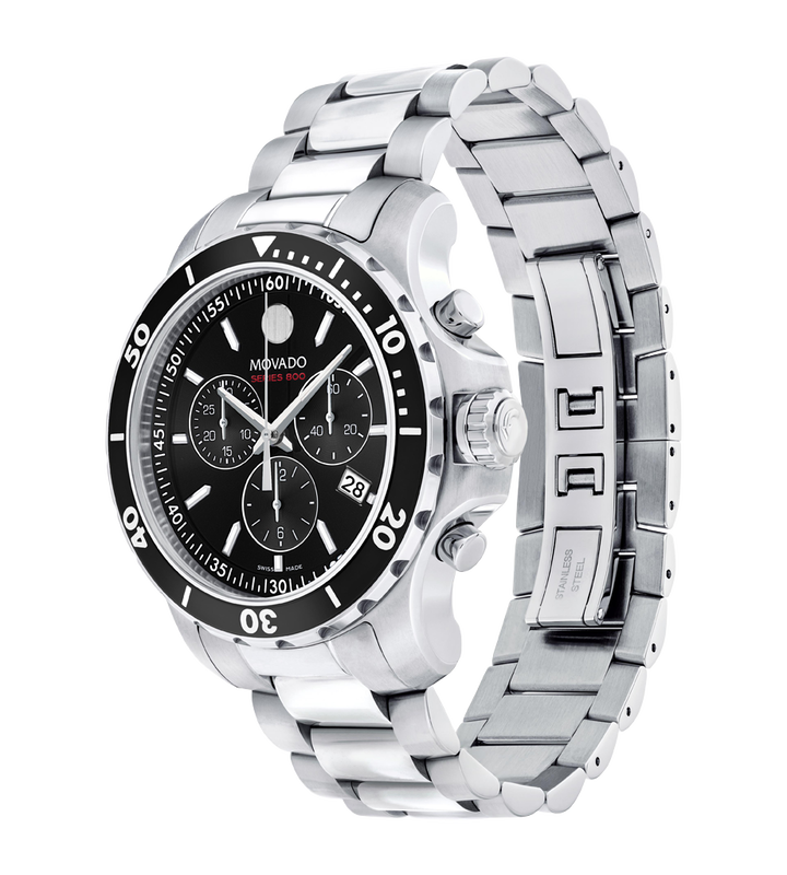 Movado Men’s Quartz Swiss Made Stainless Steel Black Dial 42mm Watch 2600142