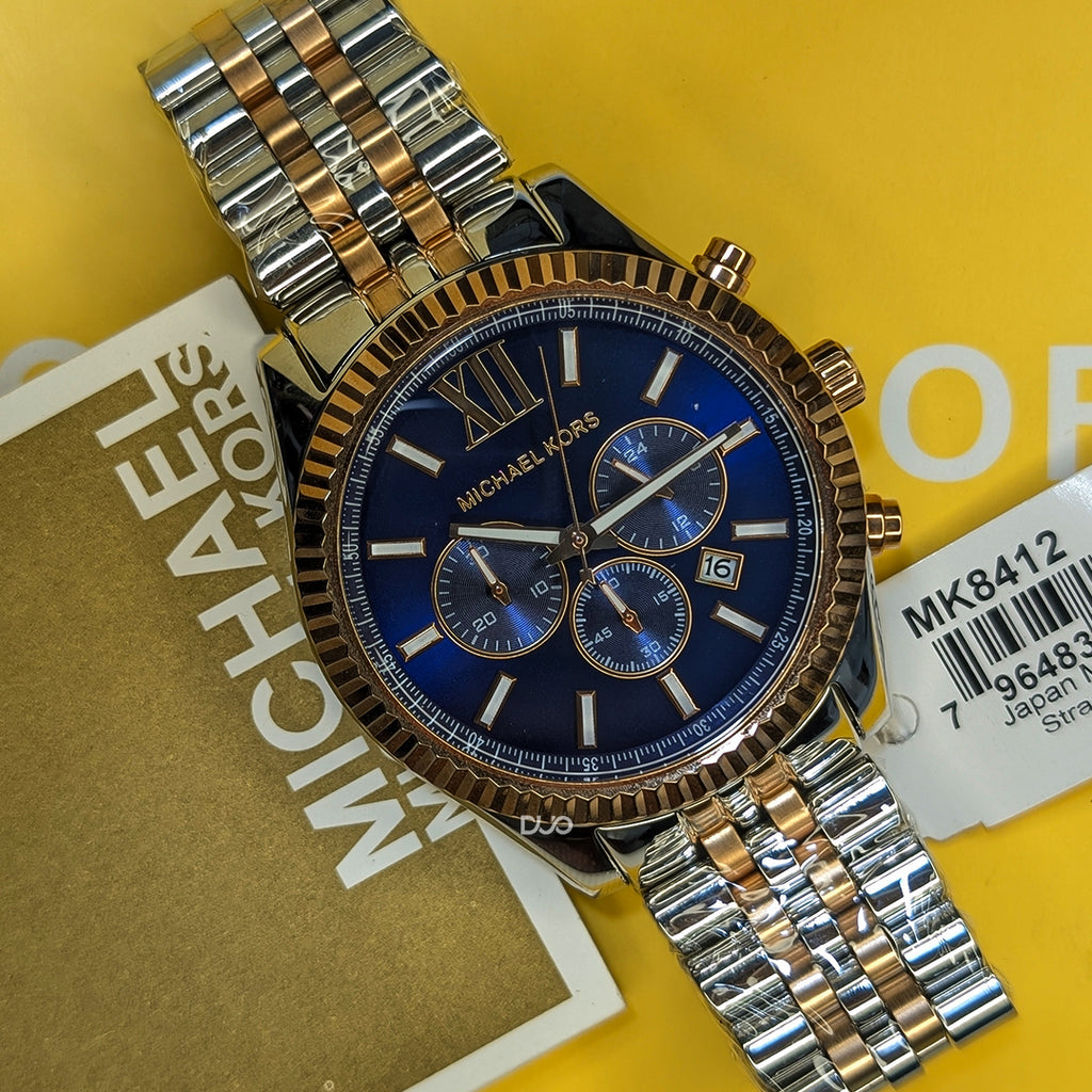 Michael Kors Men’s Quartz Lexington Chronograph Two-tone Stainless Steel Blue Dial 45mm Watch MK8412