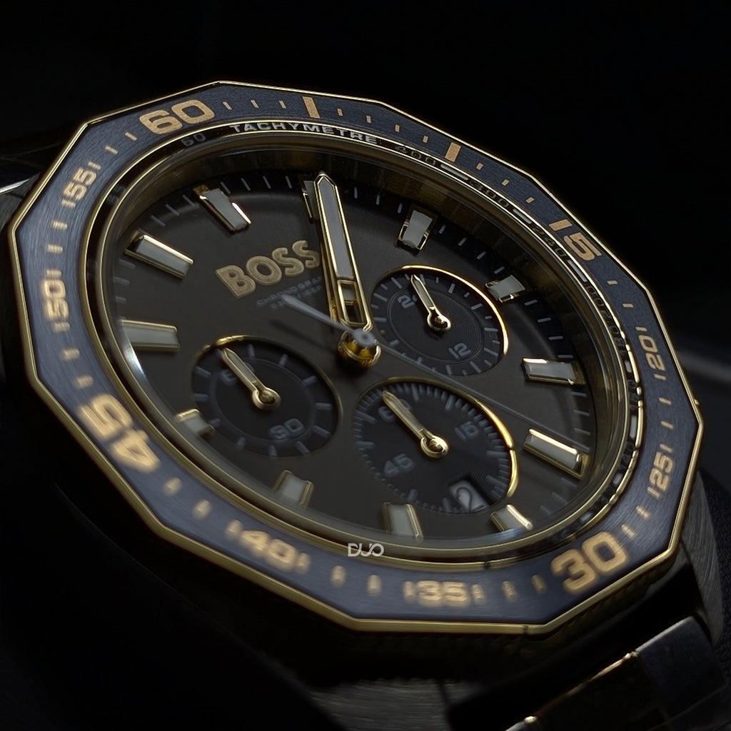 Hugo Boss Men’s Quartz Two Tone Stainless Steel Grey Dial 44mm Watch 1513974