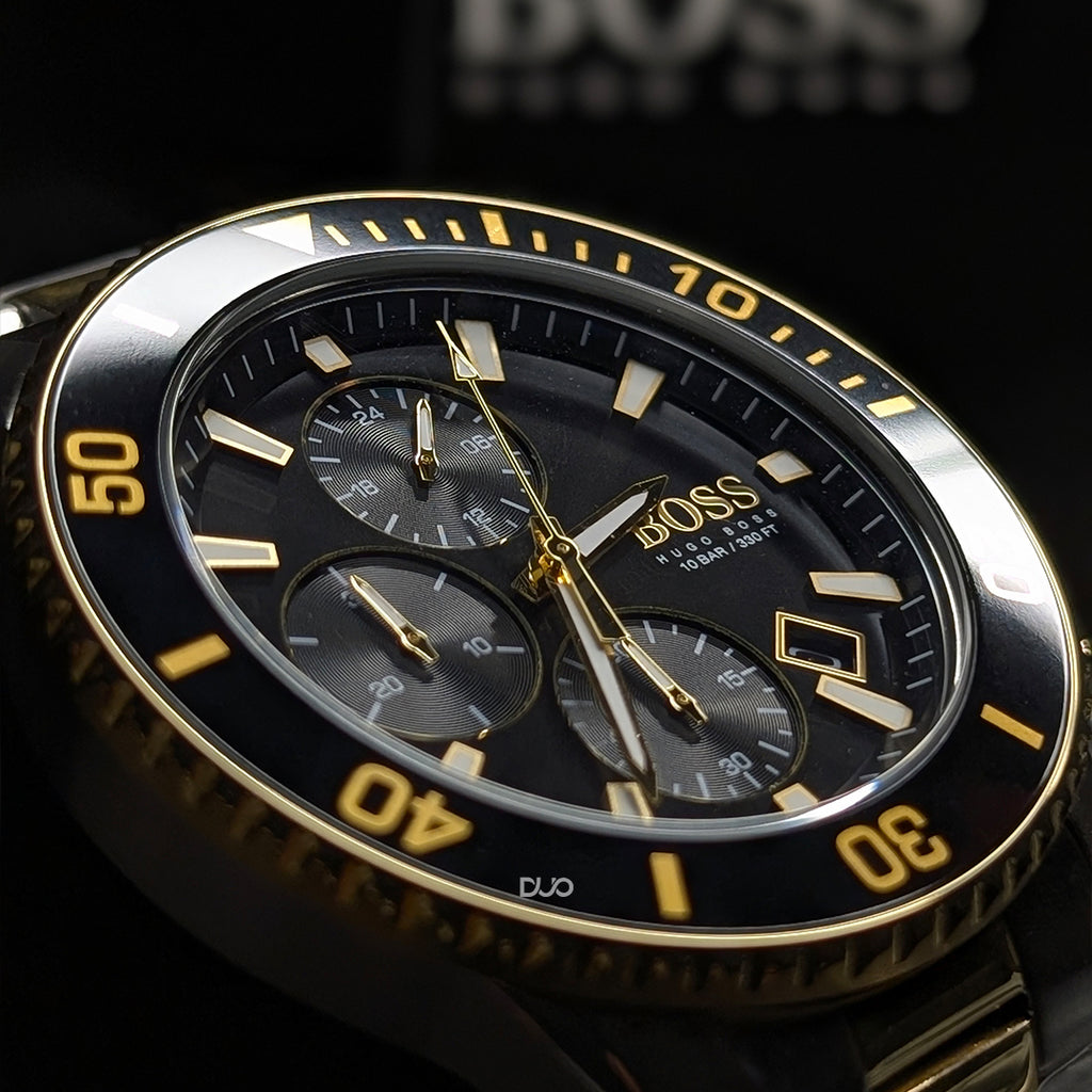 Hugo Boss Men’s Quartz Two-Tone Stainless Steel Black Dial 45mm Watch 1513908