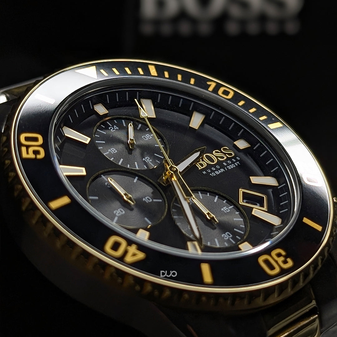 Hugo Boss Men’s Quartz Two-Tone Stainless Steel Black Dial 45mm Watch 1513908