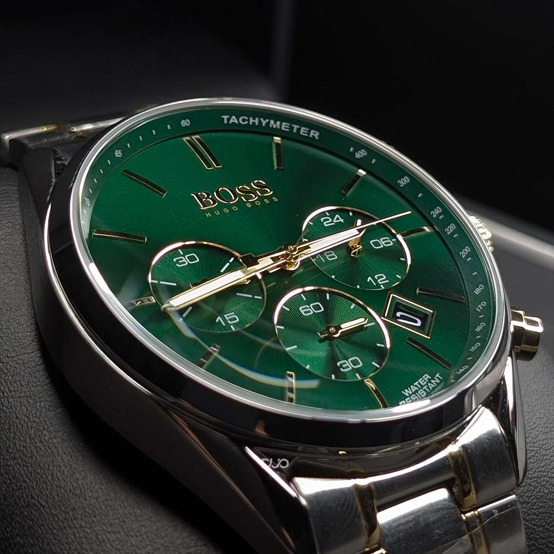 Hugo Boss Men’s Quartz Stainless Steel Green Dial 44mm Watch 1513878