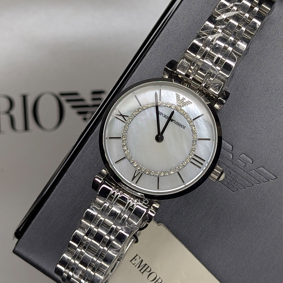 EMPORIO ARMANI Silver Dial Silver Stainless Watch For Women - AR1908