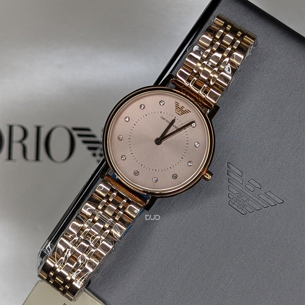 Emporio Armani Women’s Quartz Stainless Steel Rose Gold Dial 32mm Watch AR11062