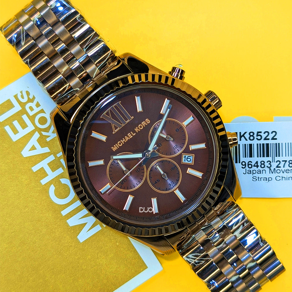 Michael Kors Lexington Chronograph Brown Dial Brown stainless steel Watch For Men - MK8522