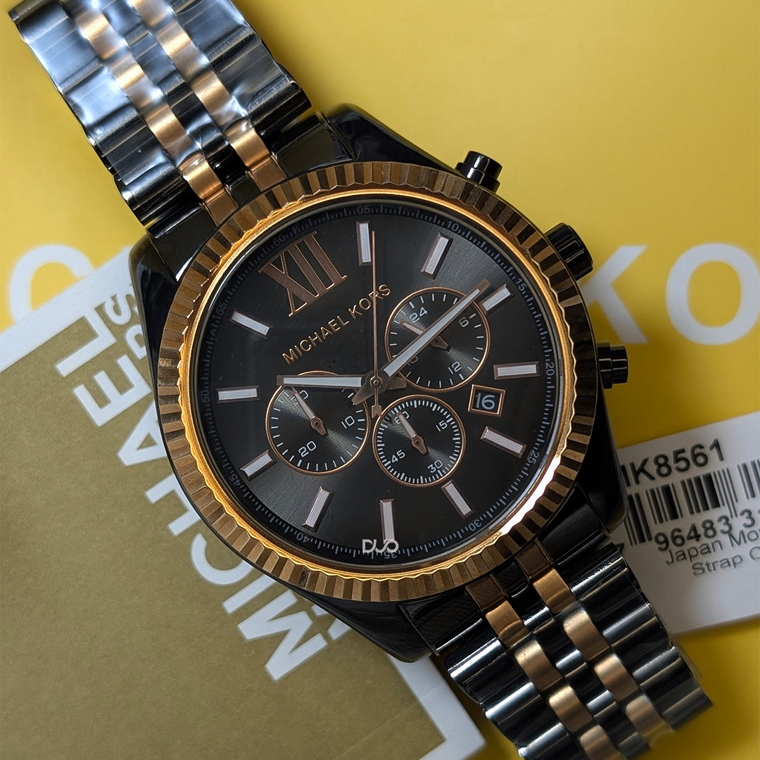 Michael Kors Men’s Lexington Chronograph Quartz Stainless Steel Grey Dial 45mm Watch MK8561