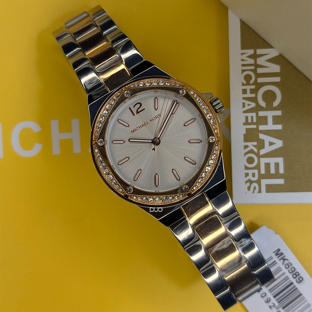 Michael Kors Women’s Quartz Two Tone Stainless Steel Silver Dial 37mm Watch MK6989