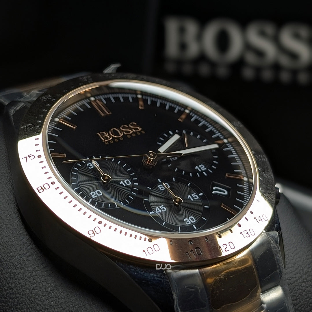 Hugo Boss Men’s Quartz Two-tone Stainless Steel Black Dial 42mm Watch 1513584