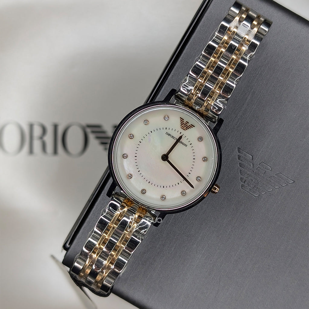 EMPORIO ARMANI Kappa Two-Tone Stainless Steel Mother Of Pearl Dial Quartz Watch for Women - AR11094