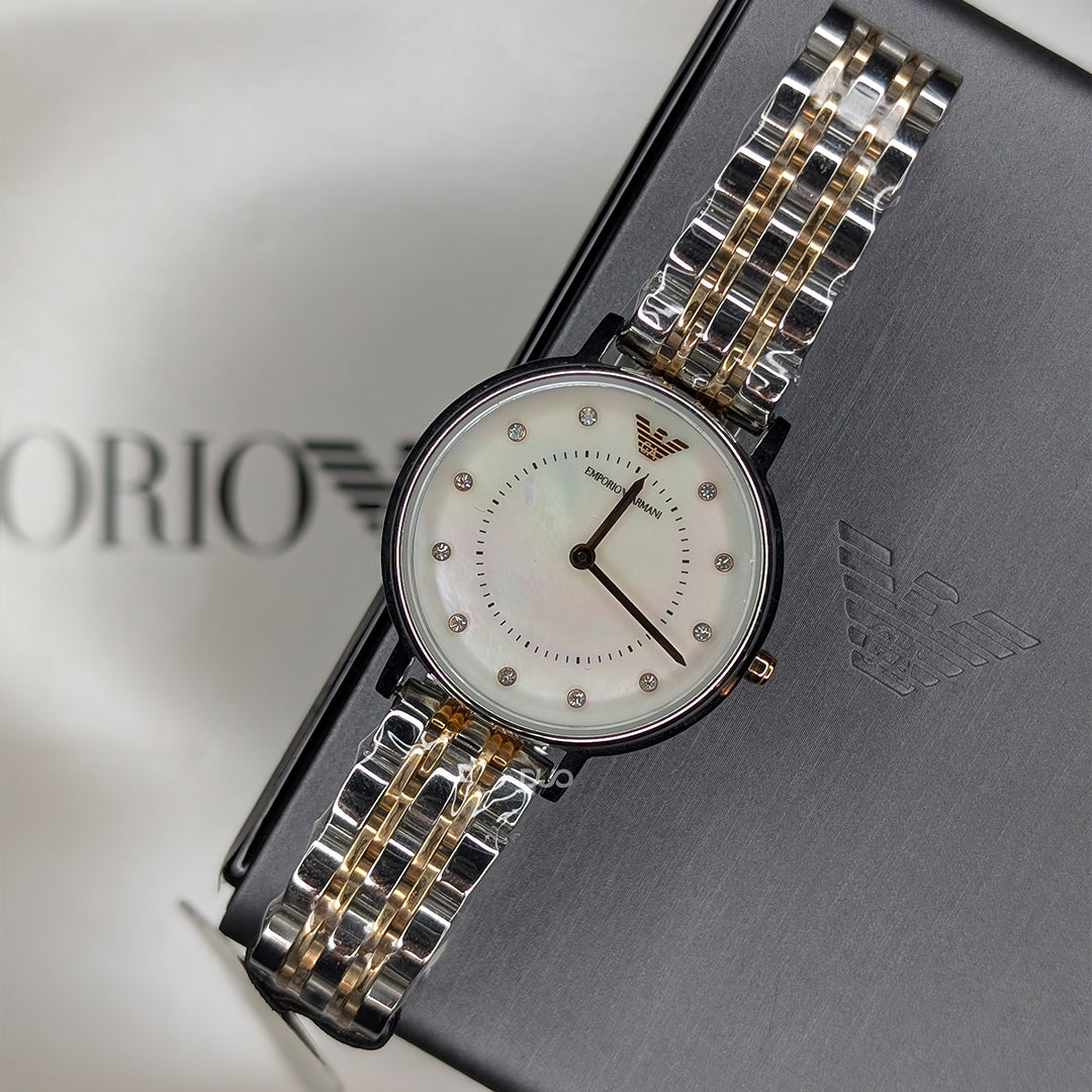 EMPORIO ARMANI Kappa Two-Tone Stainless Steel Mother Of Pearl Dial Quartz Watch for Women - AR11094