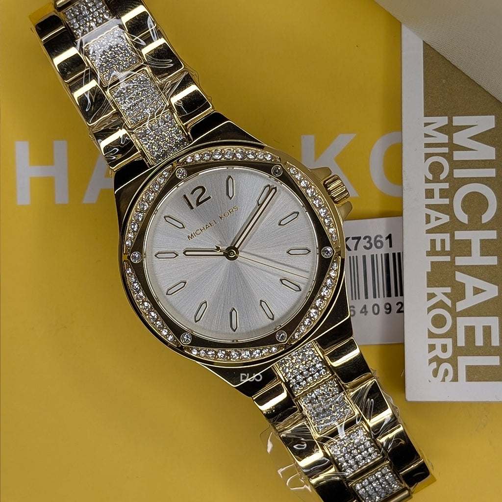 Michael Kors Women’s Quartz Gold Stainless Steel White Dial 37mm Watch MK7361