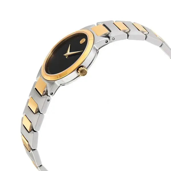Movado Women’s Quartz Swiss Made Two-tone Stainless Steel Black Dial 26mm Watch 607296