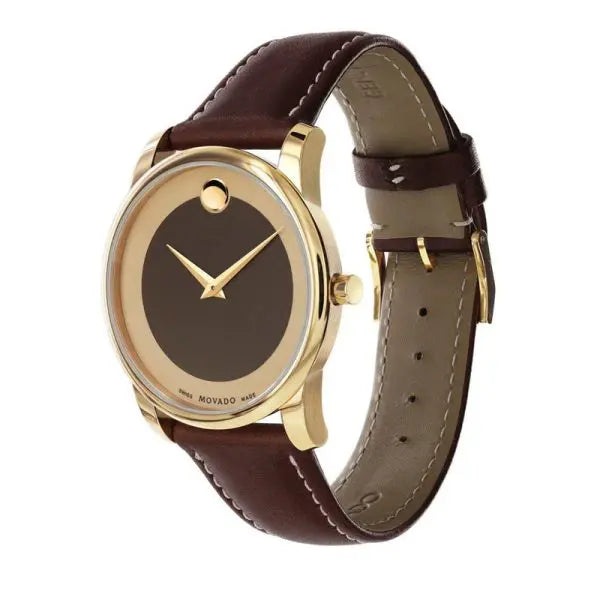 Movado Men’s Swiss Made Quartz Brown Leather Strap Brown Dial 40mm Watch 606880