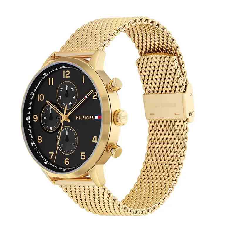 Tommy Hilfiger Men’s Quartz Gold Stainless Steel Black Dial 44mm Watch 1791989