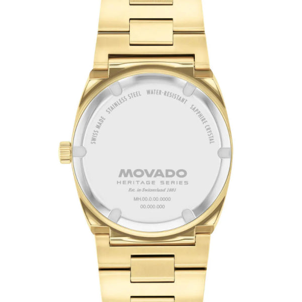 Movado Unisex Quartz Swiss Made Gold Stainless Steel Gold Dial 36mm Watch 3650217