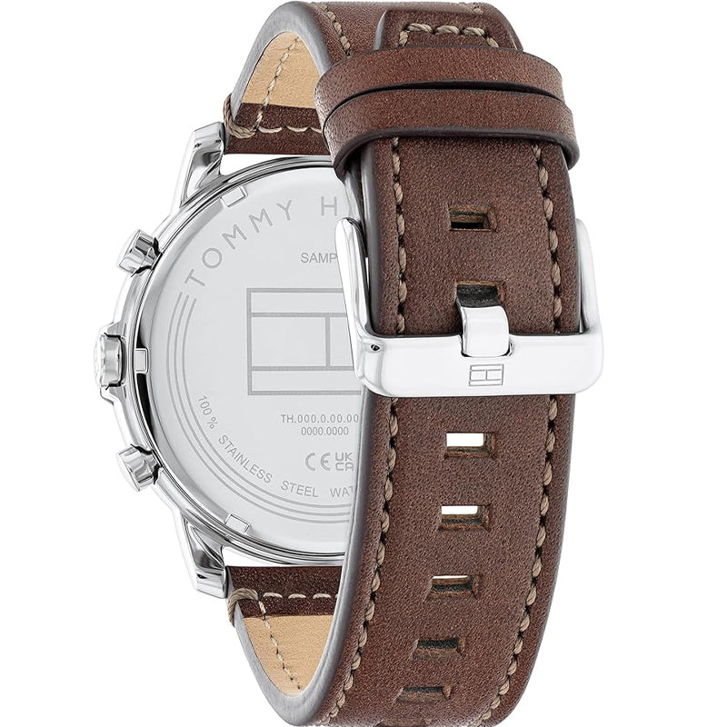 Tommy Hilfiger Men’s Quartz Brown Leather Strap Cream Dial 46mm Watch 1792053