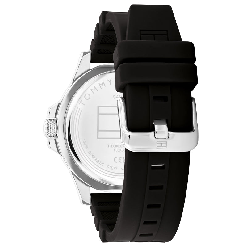 Tommy Hilfiger Men’s Quartz Black Silicone Strap Black Dial 46mm Watch 1710539