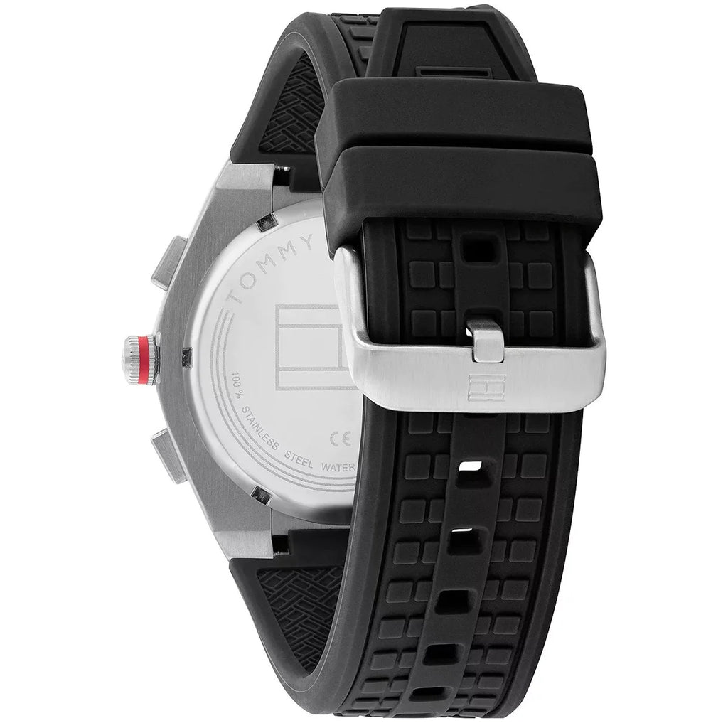Tommy Hilfiger Men’s Quartz Black Silicone Strap Black Dial 44mm Watch 1791898