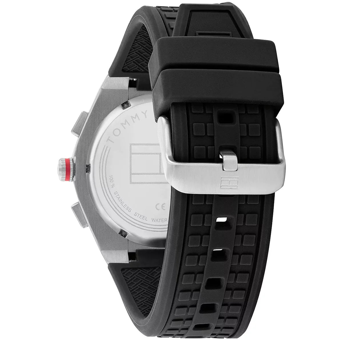 Tommy Hilfiger Men’s Quartz Black Silicone Strap Black Dial 44mm Watch 1791898