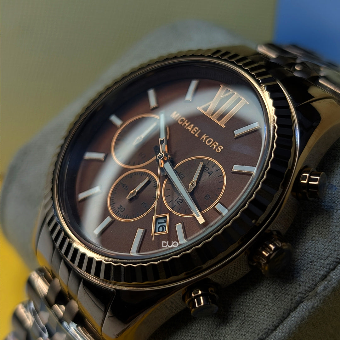 Michael Kors Lexington Chronograph Brown Dial Brown stainless steel Watch For Men - MK8522