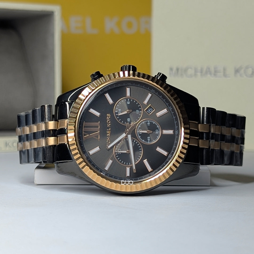 Michael Kors Men’s Lexington Chronograph Quartz Stainless Steel Grey Dial 45mm Watch MK8561