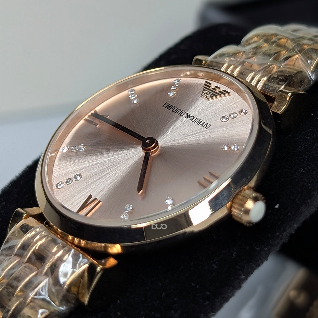 Emporio Armani Women’s Analog Stainless Steel Rose Gold Dial 32mm Watch AR11059