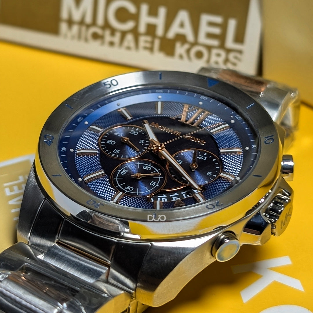 Michael Kors Men’s Quartz Two Tone Stainless Steel Blue Dial 45mm Watch MK9065