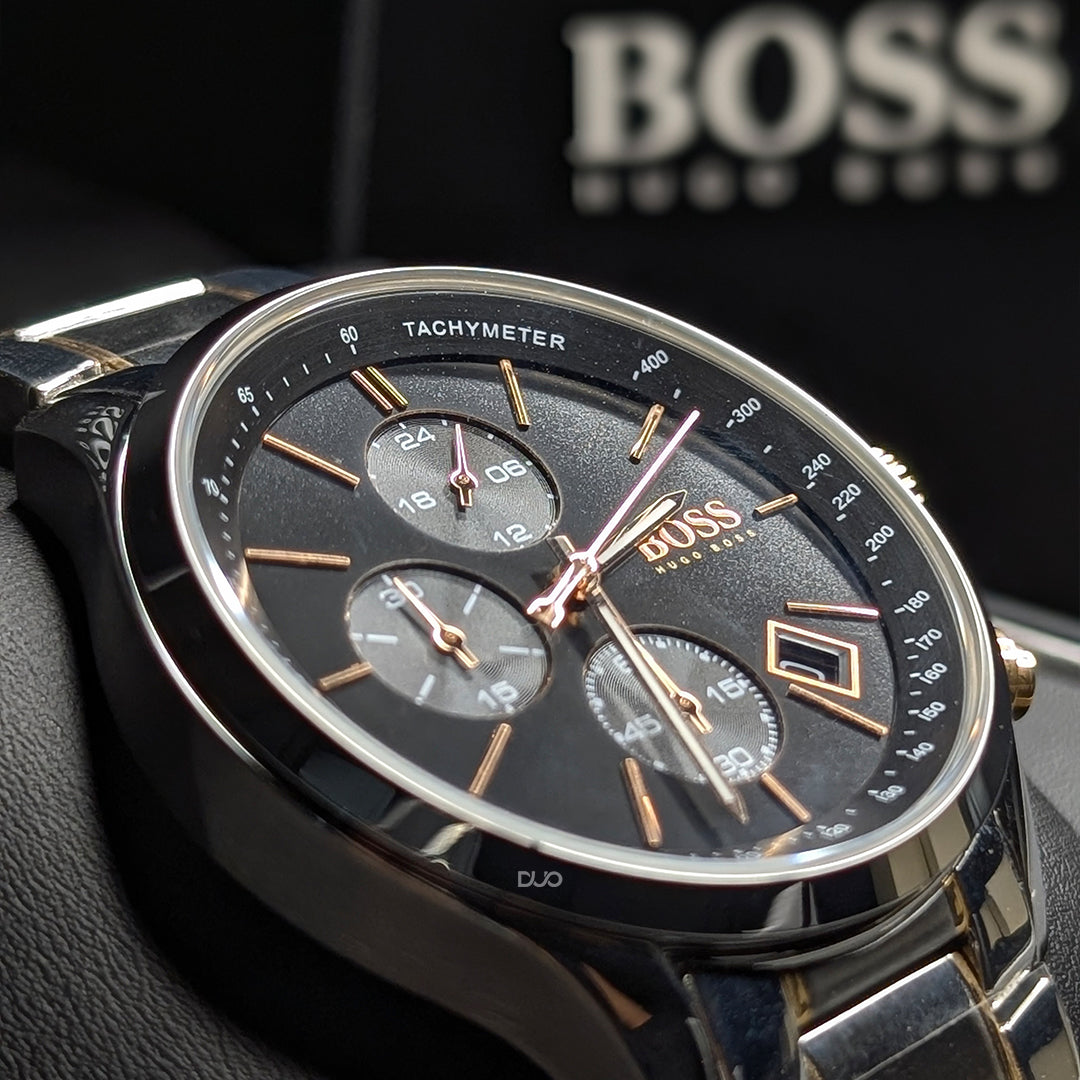 Hugo Boss Men’s Chronograph Quartz Stainless Steel Black Dial 44mm Watch 1513473