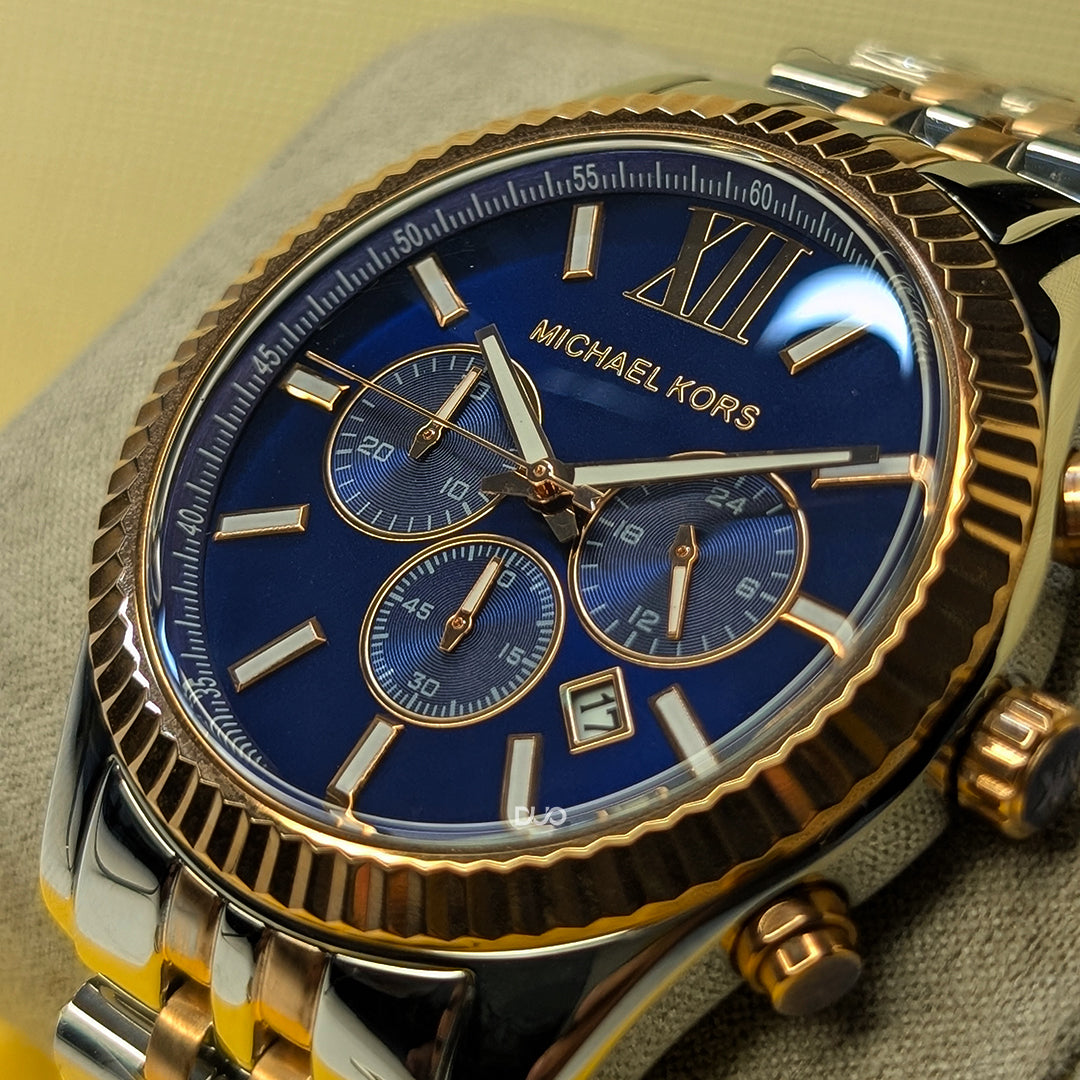 Michael Kors Men’s Quartz Lexington Chronograph Two-tone Stainless Steel Blue Dial 45mm Watch MK8412