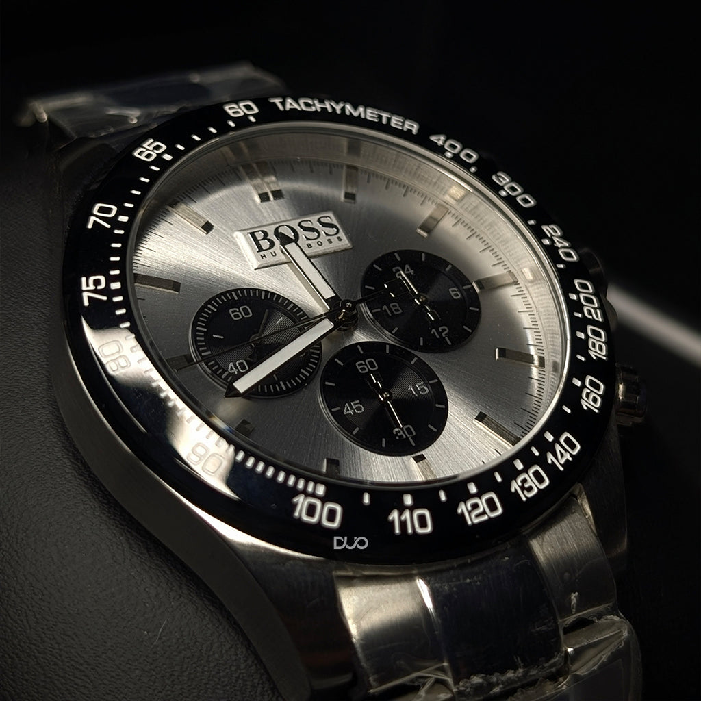 Hugo Boss Men’s Chronograph Quartz Stainless Steel Silver Dial 45mm Watch 1512964