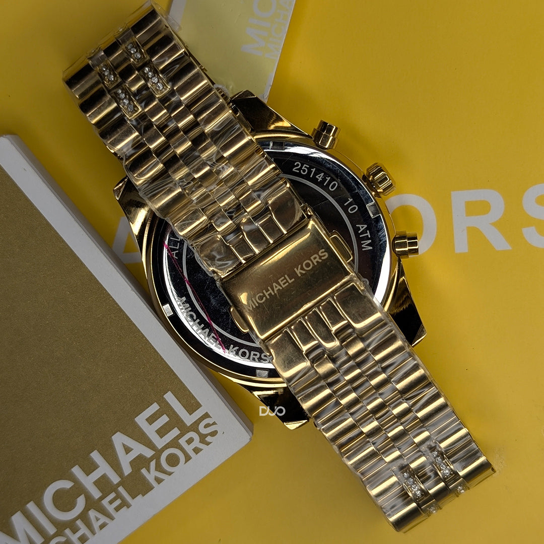 Michael Kors Men’s Lexington Chronograph Stainless Steel Gold Dial 44mm Watch MK8579