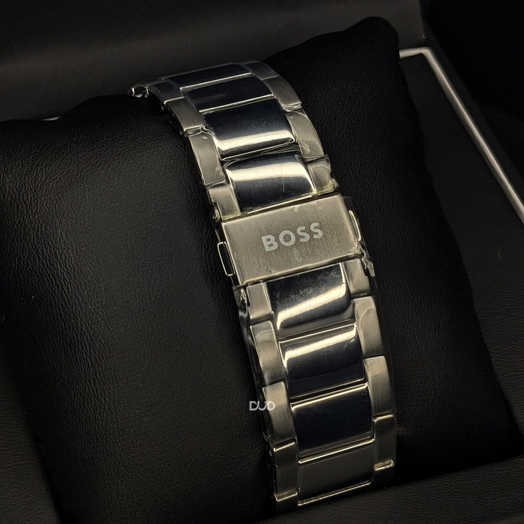 Hugo Boss Men’s Chronograph Quartz Stainless Steel Silver Dial 45mm Watch 1512964