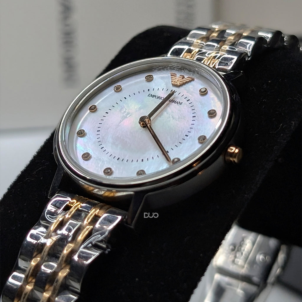 EMPORIO ARMANI Kappa Two-Tone Stainless Steel Mother Of Pearl Dial Quartz Watch for Women - AR11094