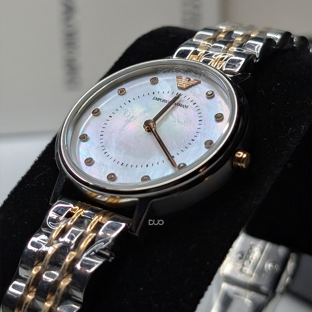 EMPORIO ARMANI Kappa Two-Tone Stainless Steel Mother Of Pearl Dial Quartz Watch for Women - AR11094