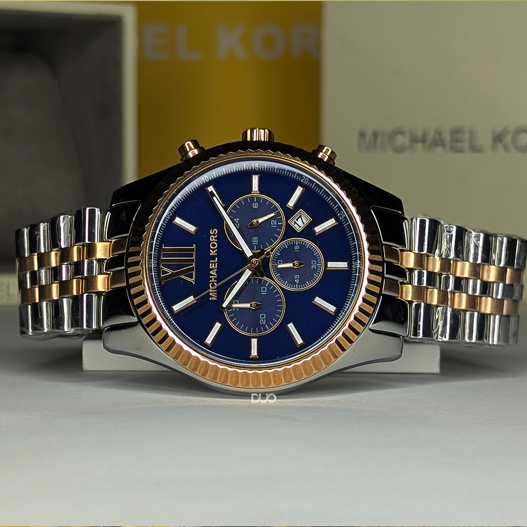 Michael Kors Men’s Quartz Lexington Chronograph Two-tone Stainless Steel Blue Dial 45mm Watch MK8412